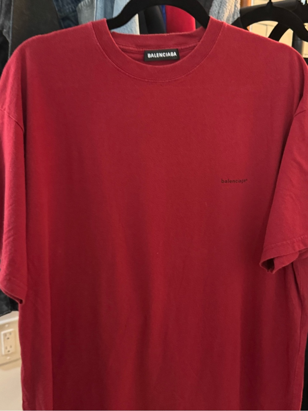Balenciaga Red Short Sleeve Crewneck Tee
